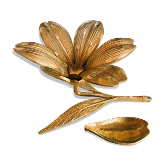 Cendrier fleur en laiton doré