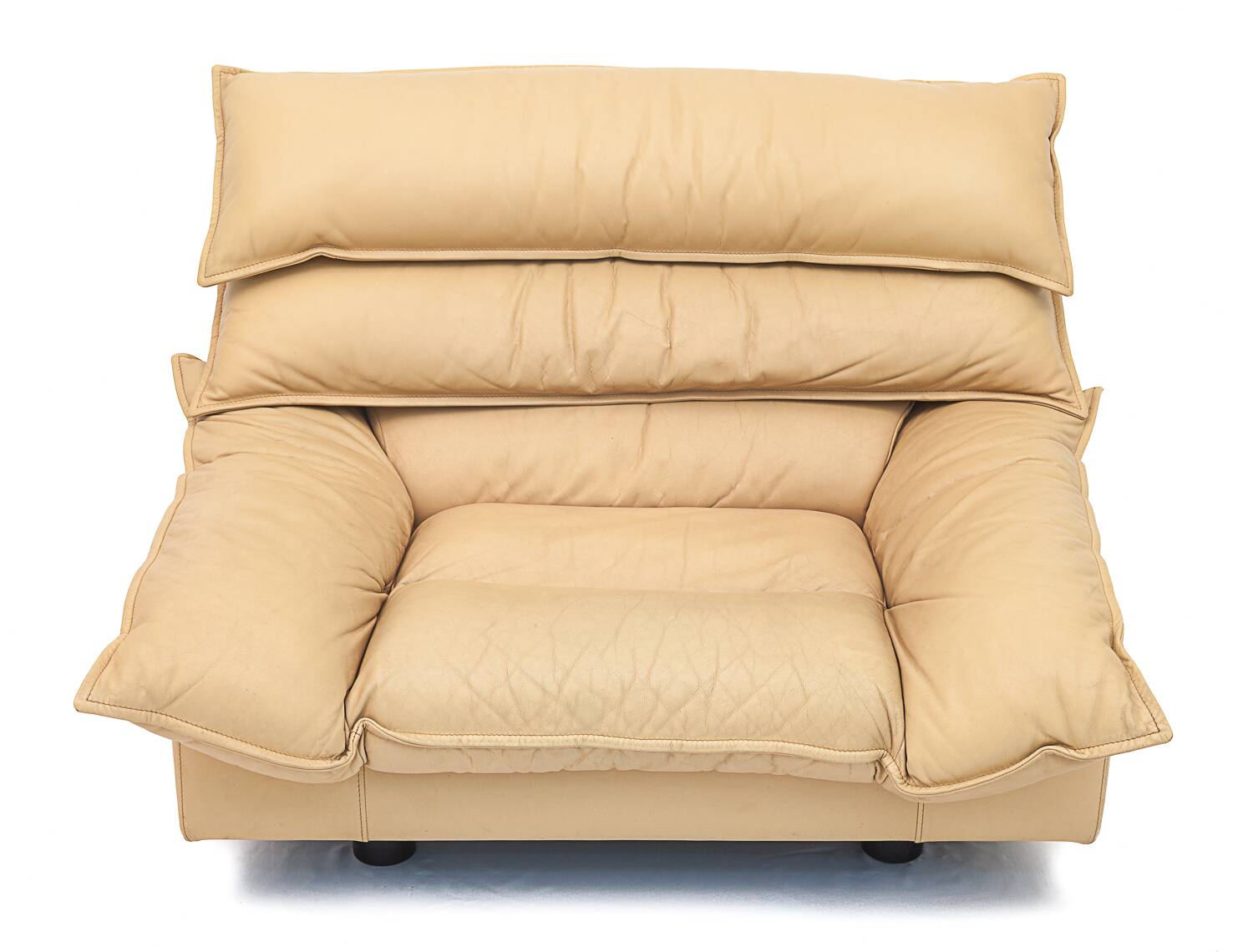 Duo of leather armchairs by Bernard Massot, 1970