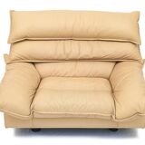 Duo of leather armchairs by Bernard Massot, 1970