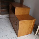 Asymmetrical chest of drawers light oak 1950