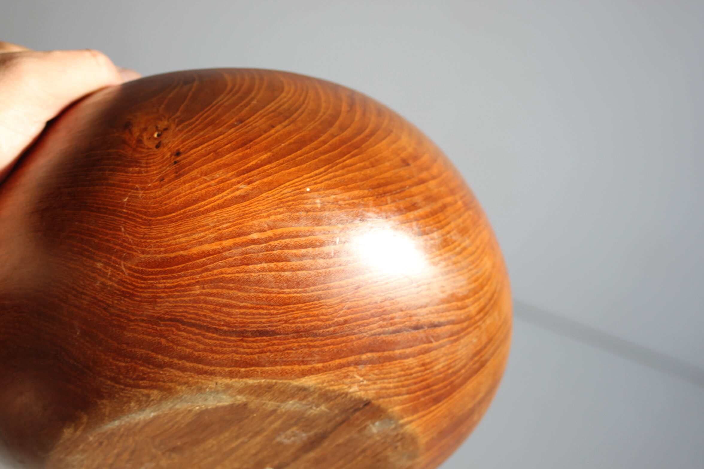 Teak wooden salad bowl and serving spoons, 1970s