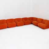 Airborne sectional sofa 'Patate' in orange corduroy, set of 7