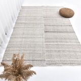 210x140 cm cream Turkish kilim , kilim made in Turkey, cream organic wool