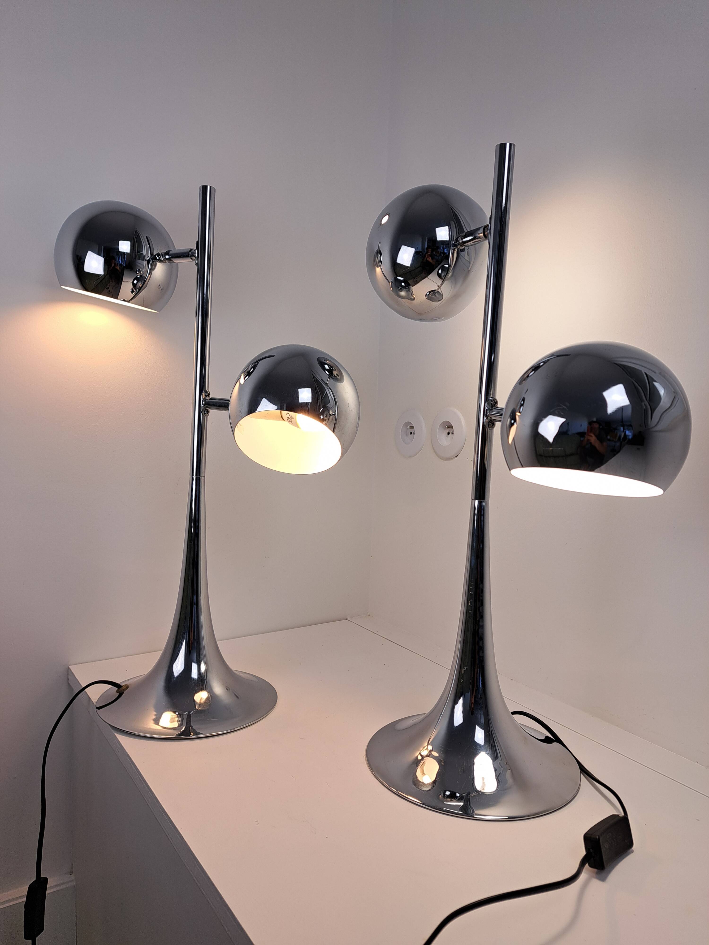 Pair of vintage space age eyeball lamps