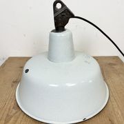 Industrial White Enamel Factory Lamp with Cast Iron Top, 1960s