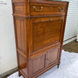 Louis xvi secretary in walnut with gray veined marble top 19th century