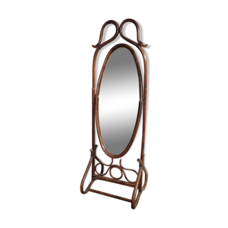 Old bamboo, vintage 1950 1960 years rattan mirror, 55x174cm