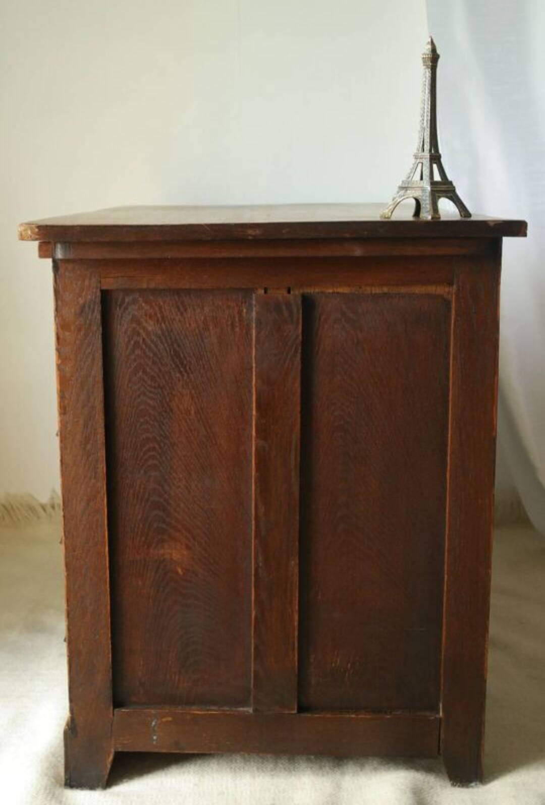 Vintage oak desk with its stool.