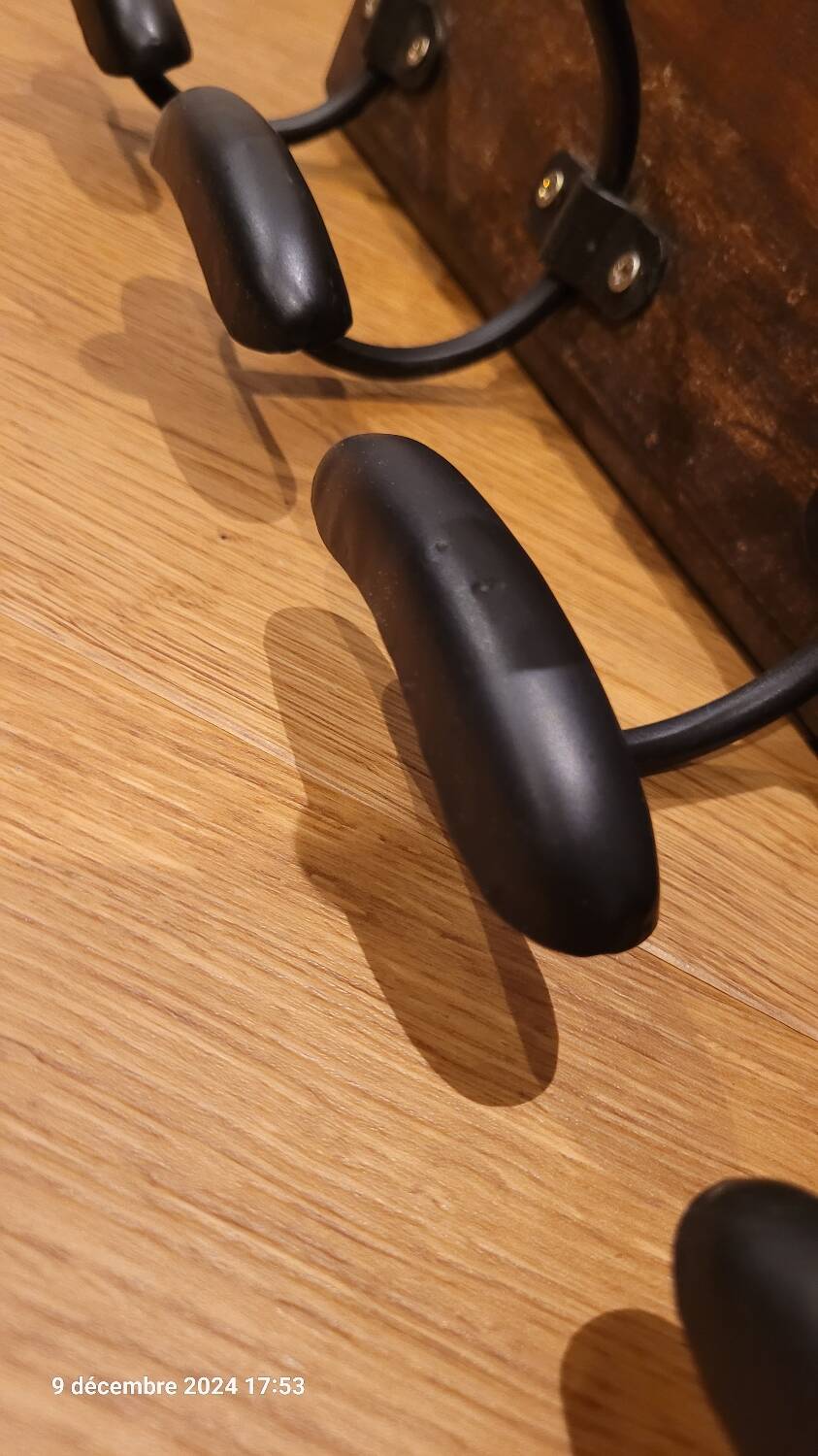 Wood and metal wall coat rack