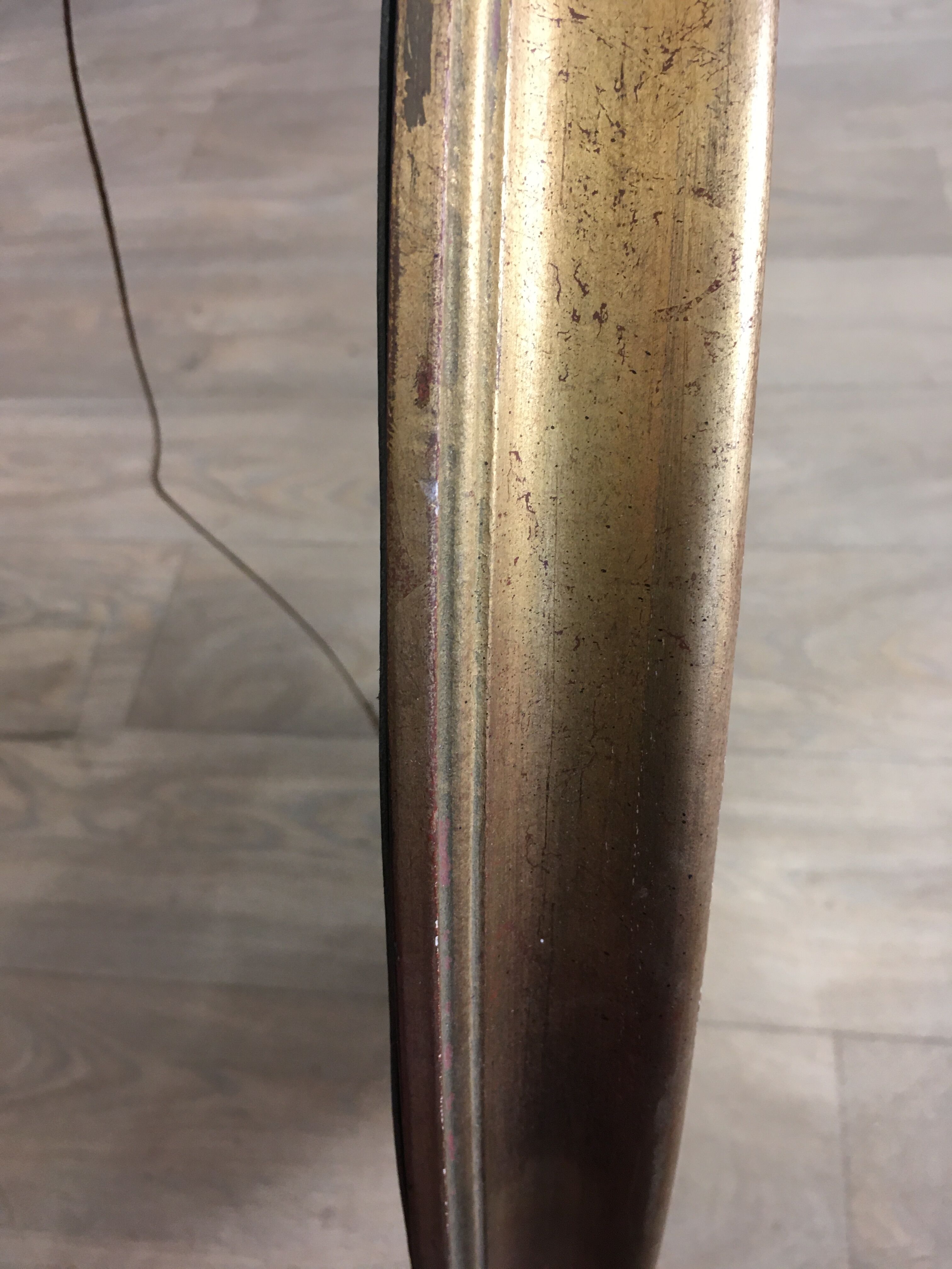 Old mirror gilded wooden frame.