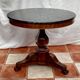 Old pedestal table in oak wood with marble