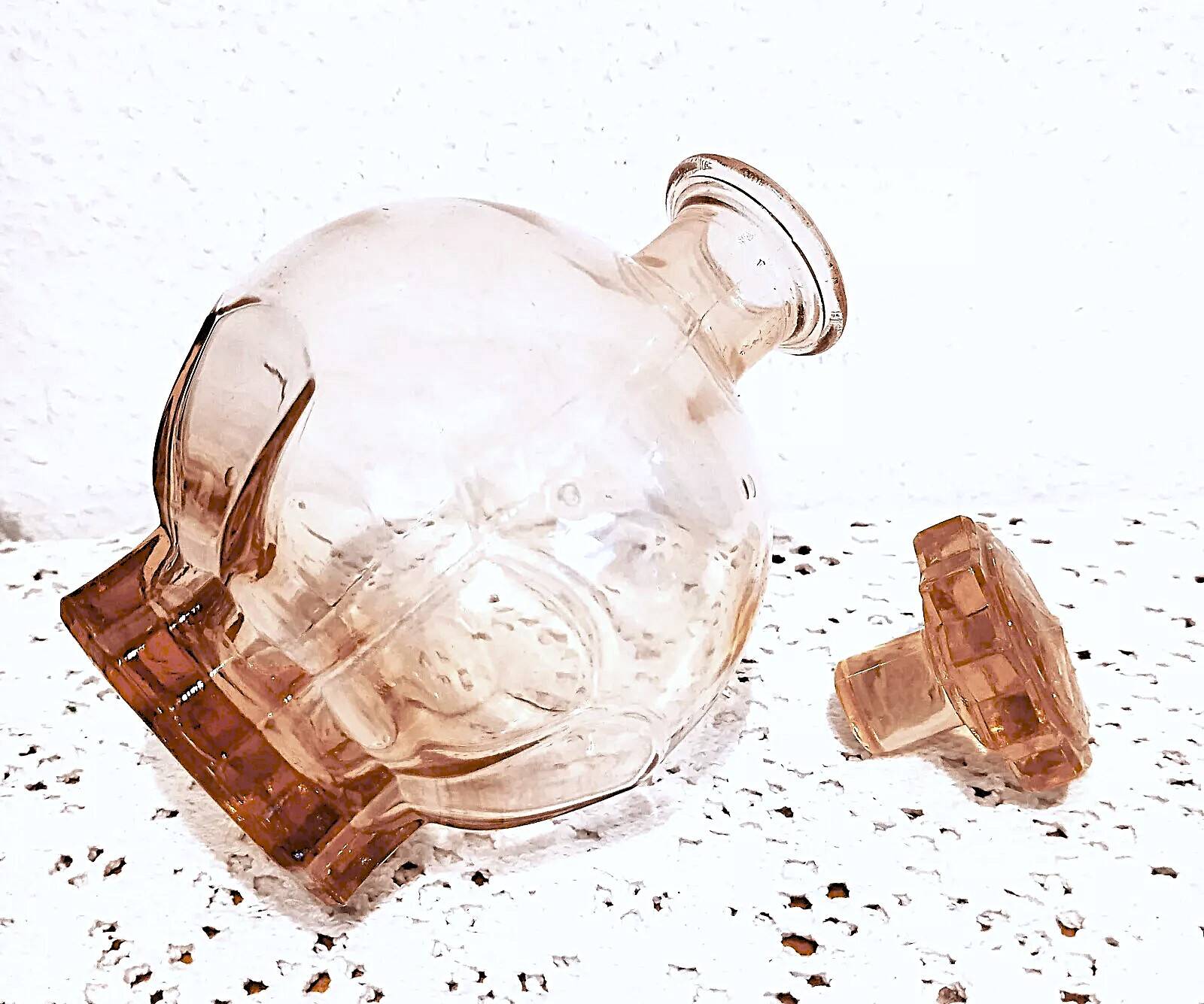 Ensemble Art Deco Carafe Verres Plateau en verre rose