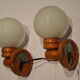 Duo of wooden wall light and glass globes
