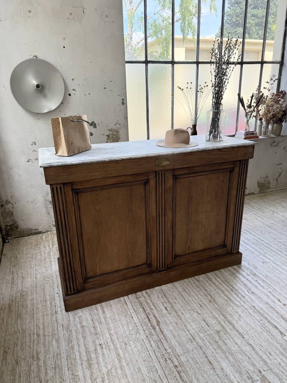 Oak and marble counter 1950