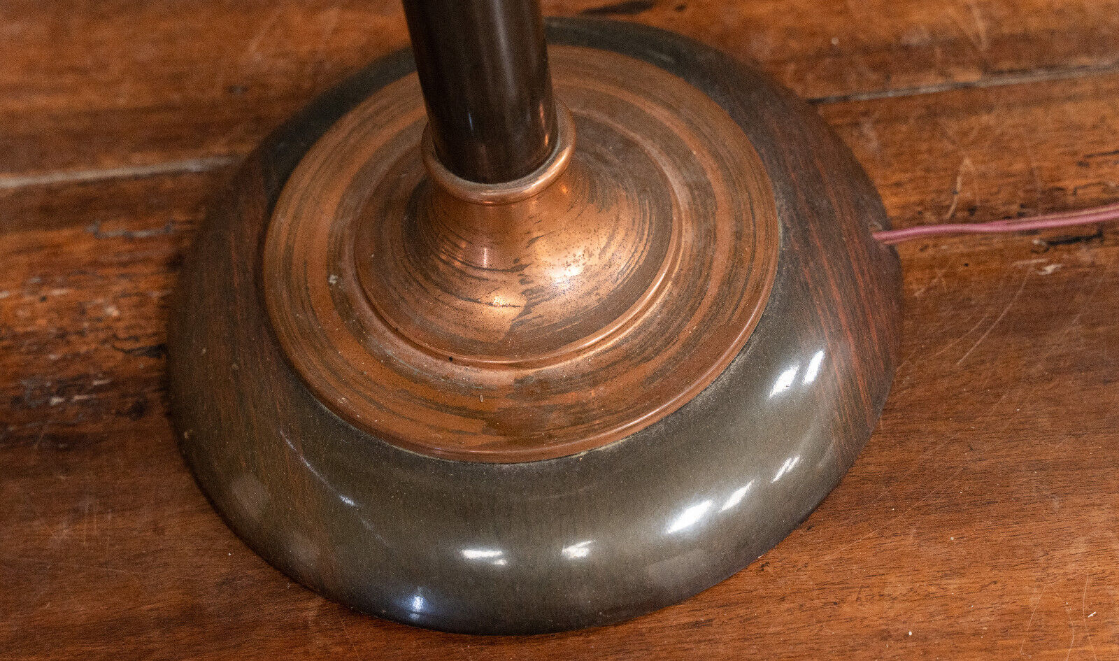 White Mazda opaline lamp on stand in wood and brass