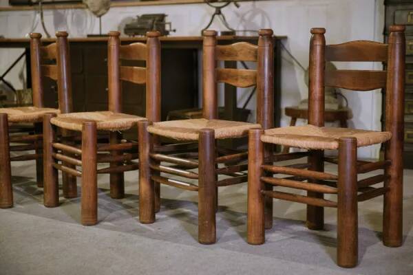 Ensemble de 6 chaises attribuées à Charles Dudouyt 1950’s