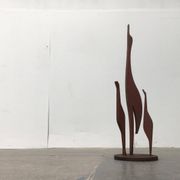 Sculpture d'oiseau grue en métal du milieu du siècle