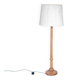 Vintage Swedish wooden floor lamp with pleated shade from the 1960s.