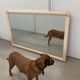 Vintage art deco mirror in salmon colour.