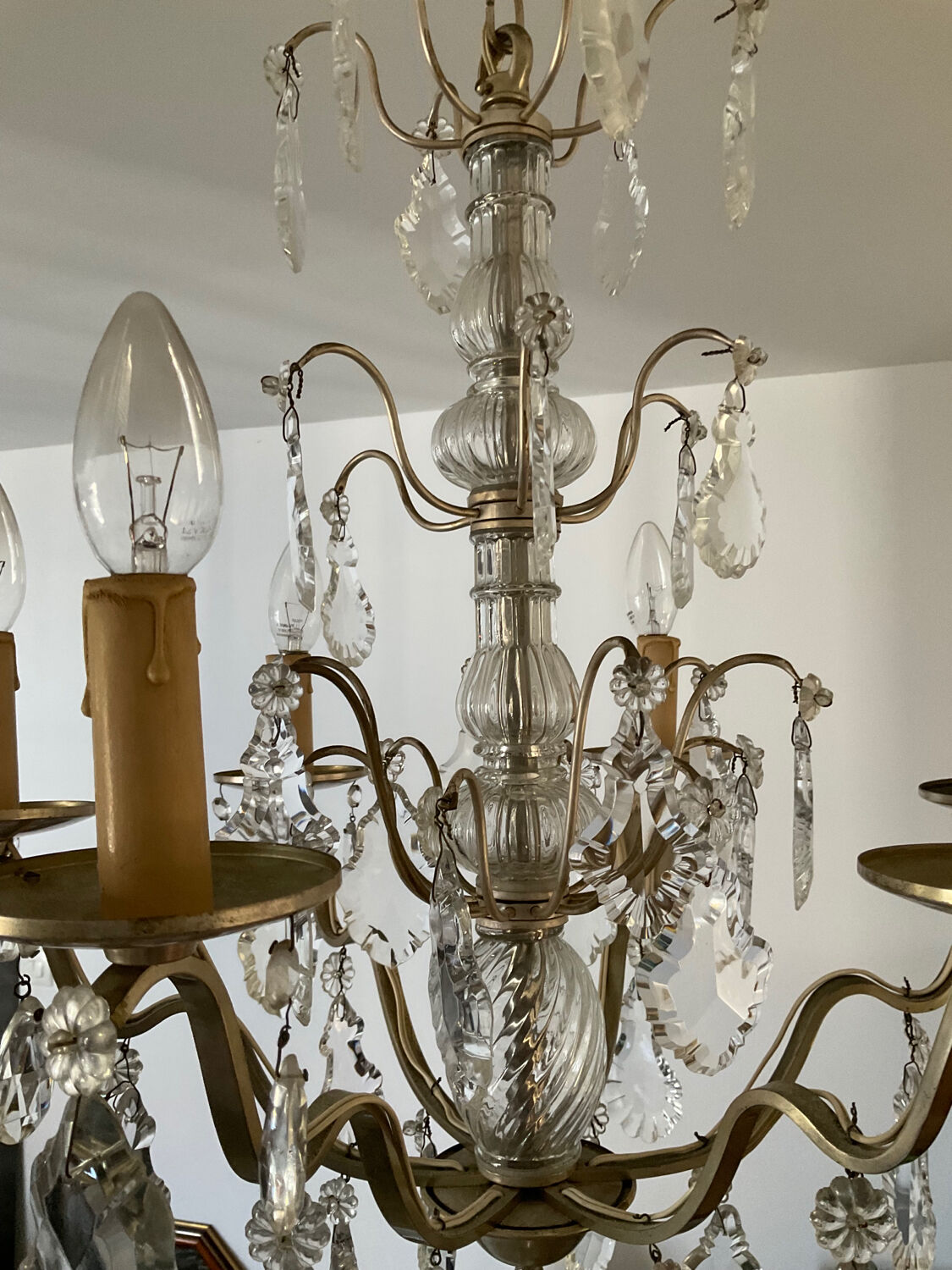 Girandole chandelier with crystal drops from the 60s and 70s