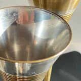 6 Vintage Silver-Plated Brass Champagne Flutes