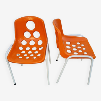 Orange sicopal chairs from 1970