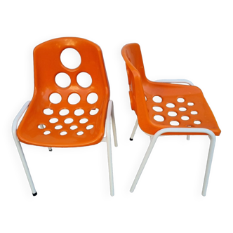 Orange sicopal chairs from 1970