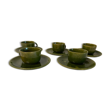 Set of 5 cups in green sandstone