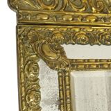 Antique Cushion Mirror Repousse Mirror Facet France 19th Century
