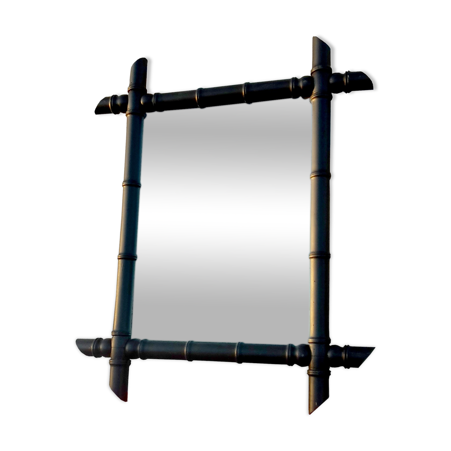 Napoleon III mirror in cherry tree imitation black laqué bamboo 56x70cm