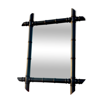 Napoleon III mirror in cherry tree imitation black laqué bamboo 56x70cm