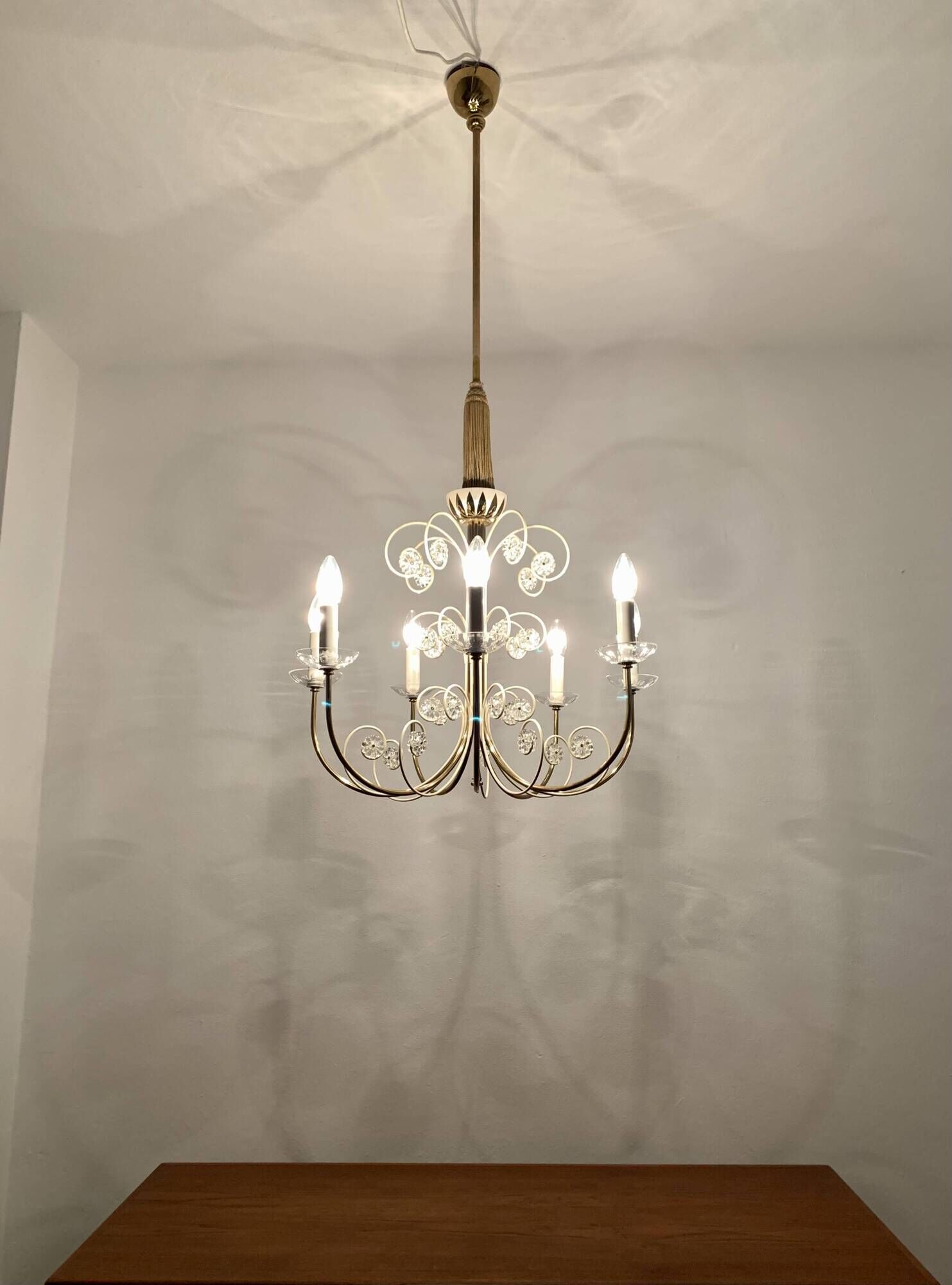 Crystal Glass Chandelier by Vereinigte Werkstätten Collection