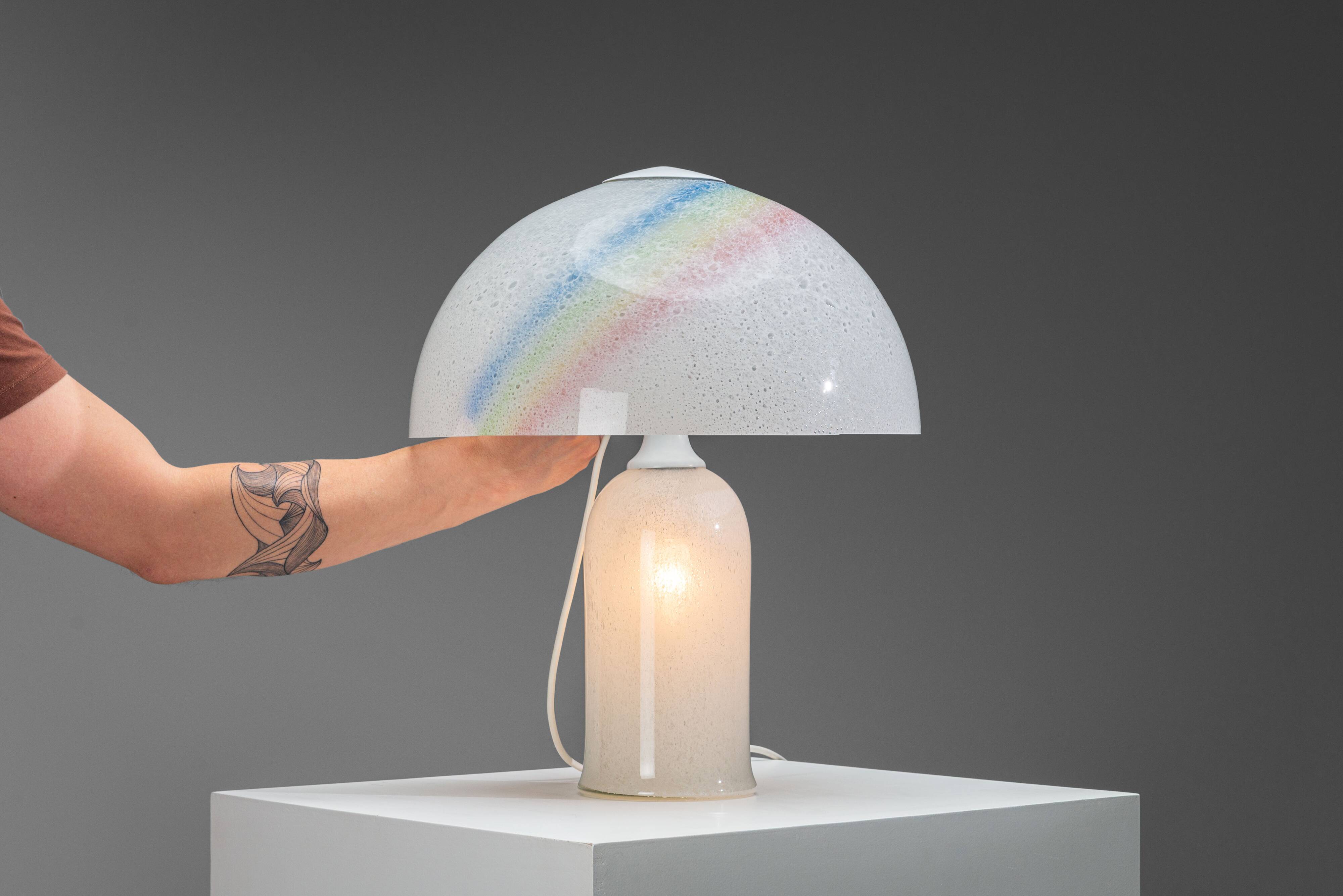 Doria table lamp in bubble glass with rainbow coloured details