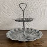 Tiered stainless steel serving platter