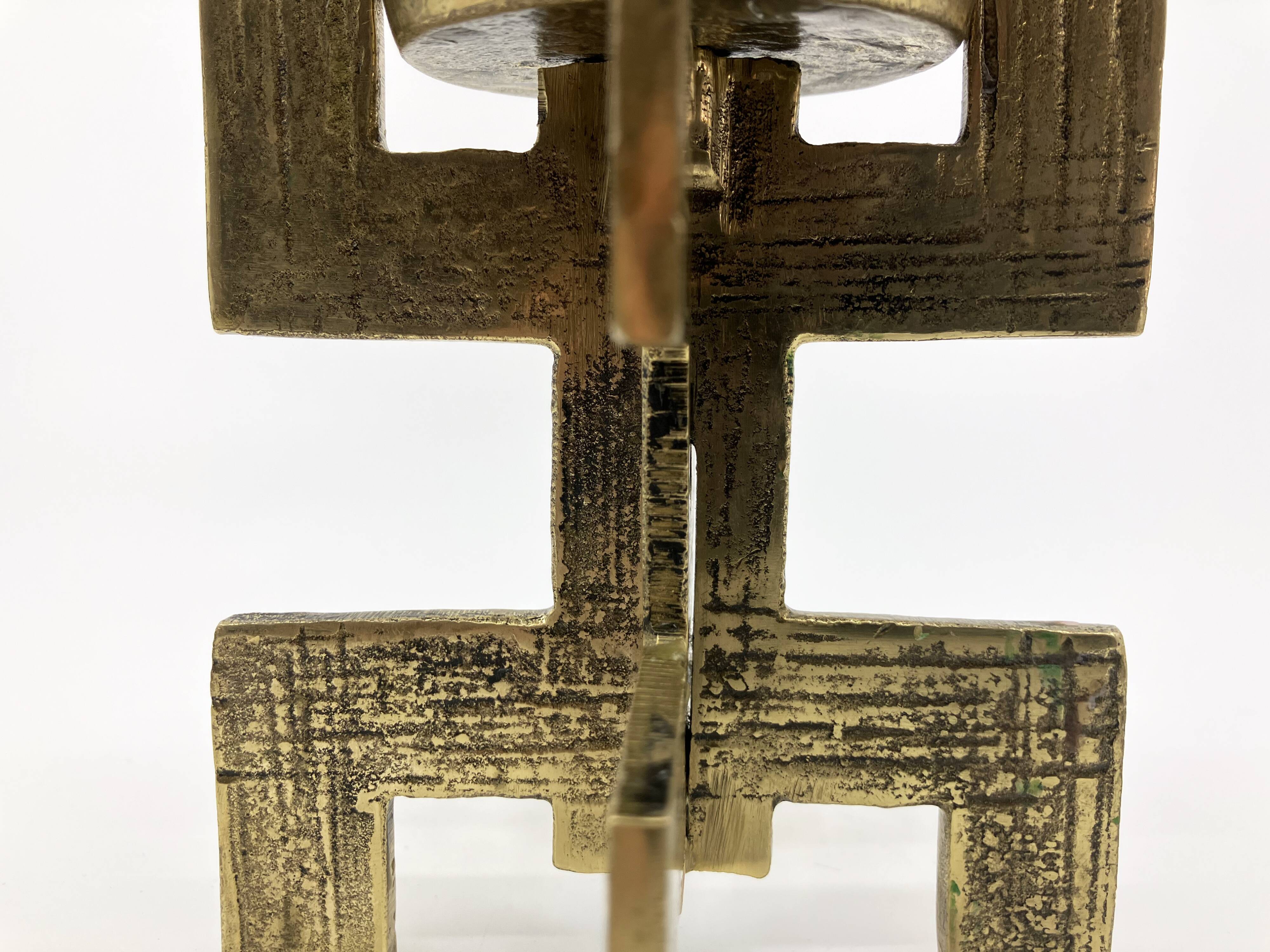 Brutalist candlestick • Austria • Brass • 1970