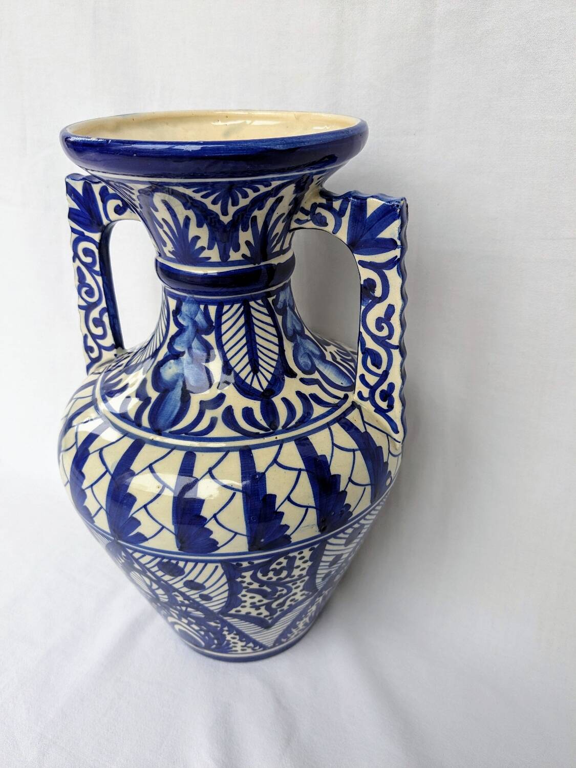Blue ceramic amphora vase