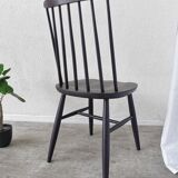 Chaise de salle à manger vintage en hêtre noir : style Ilmari Tapiovaara, scandinave