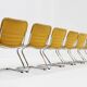 Set of 6 vintage chrome and leather dining room chairs 1970s Italy