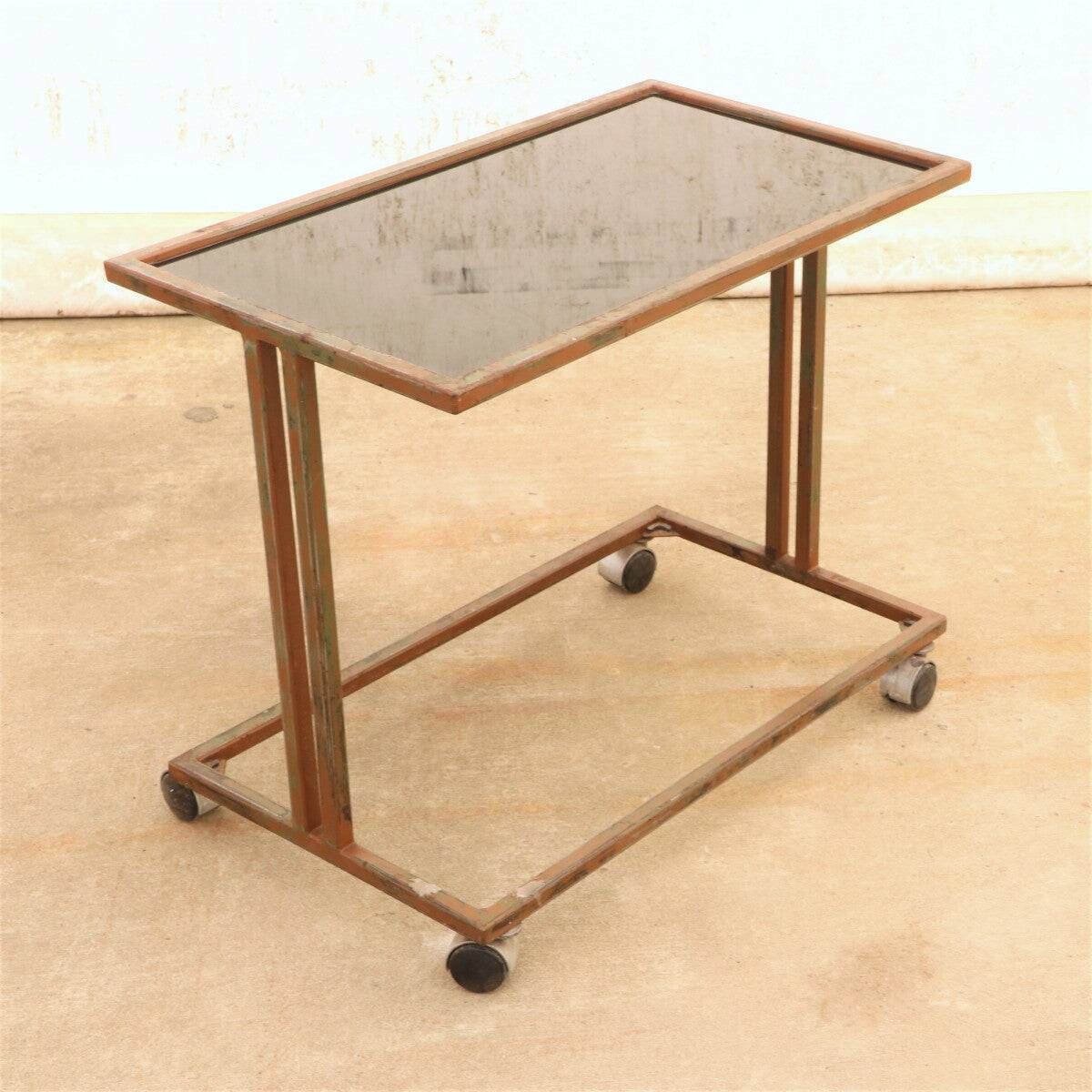 Czechoslovak vintage serving trolley on wheels, mid-century bar cart, 1970s