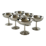 Set of 6 stainless steel bowls with fine feet, Made in France, Design, 1970