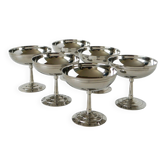 Ensemble de 6 coupes en inox à pieds fin, Made in France, Design, 1970