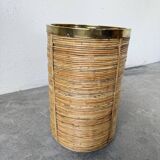 Porte parapluie ou corbeille en rotin, 1970, Italie