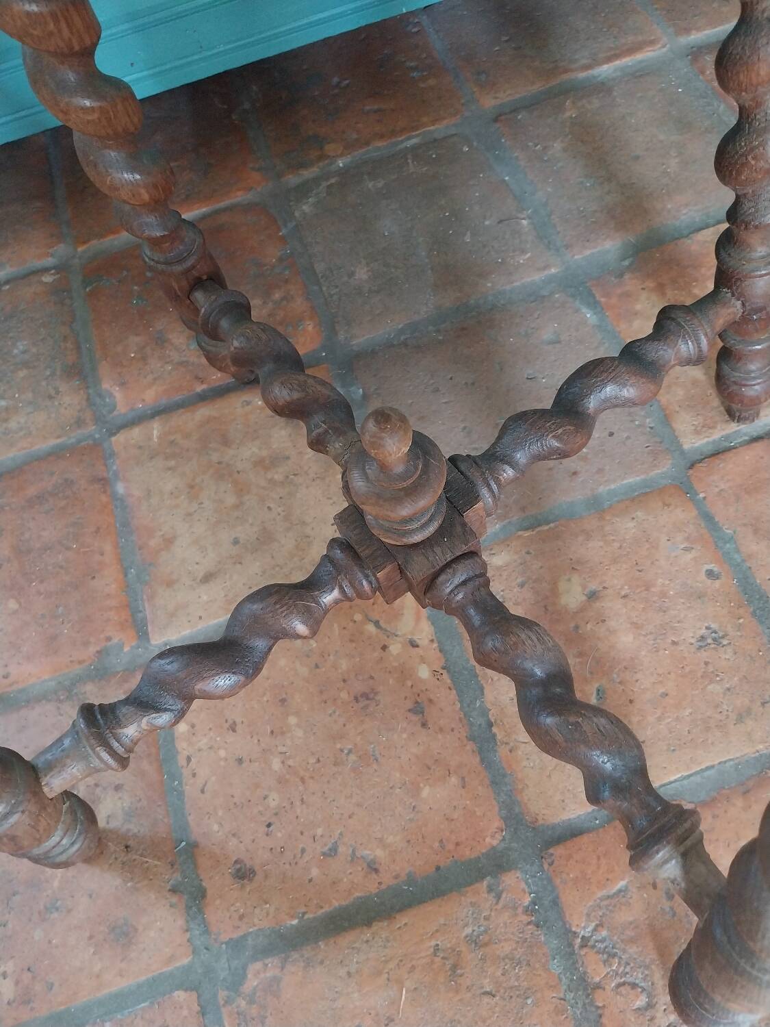 Wooden stool with turned legs