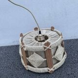 Scandinavian style jute and wood pendant light