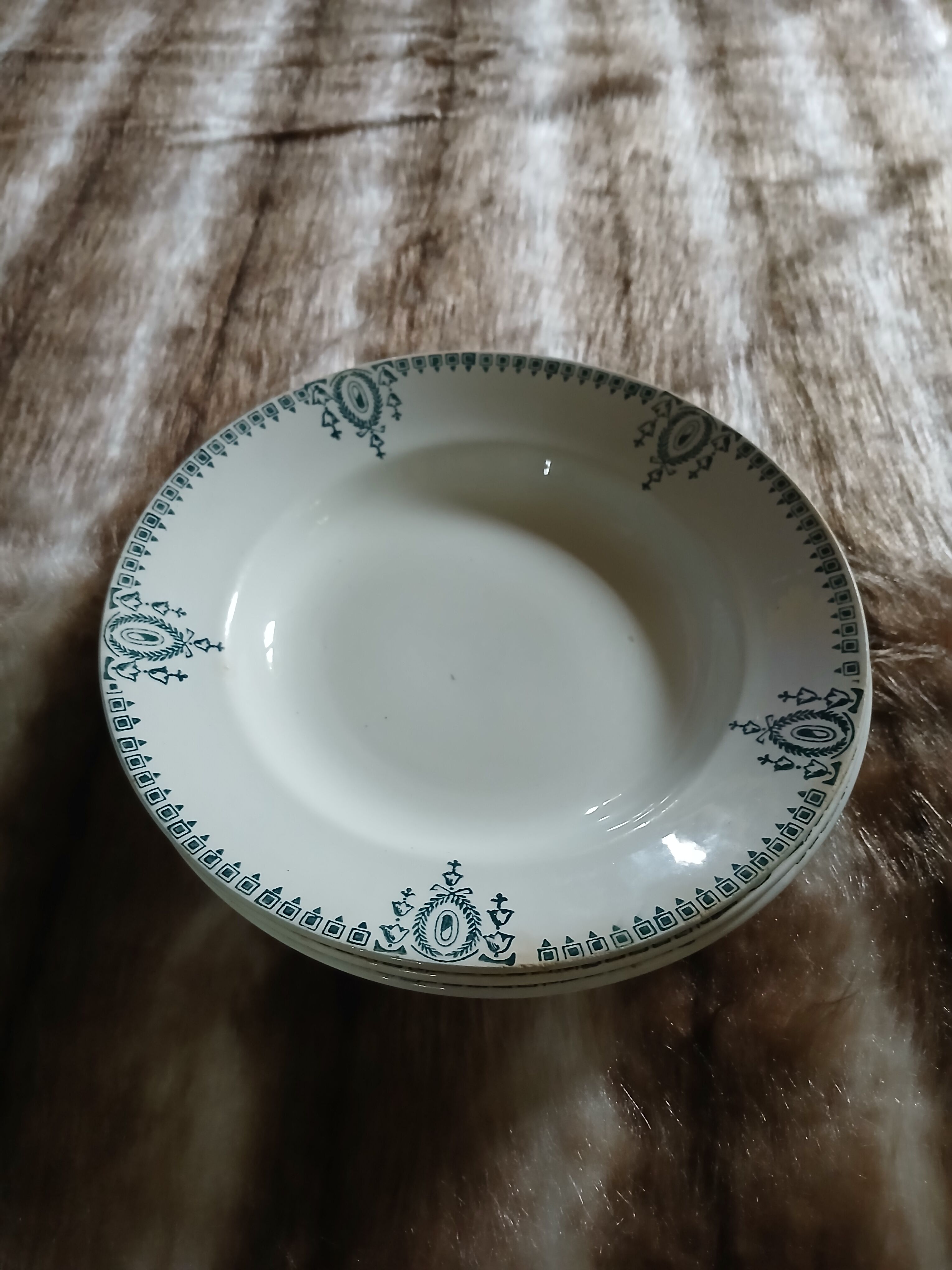 3 antique deep plates in ironstone