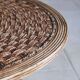 Round coffee table in braided cord and rattan, 1970.