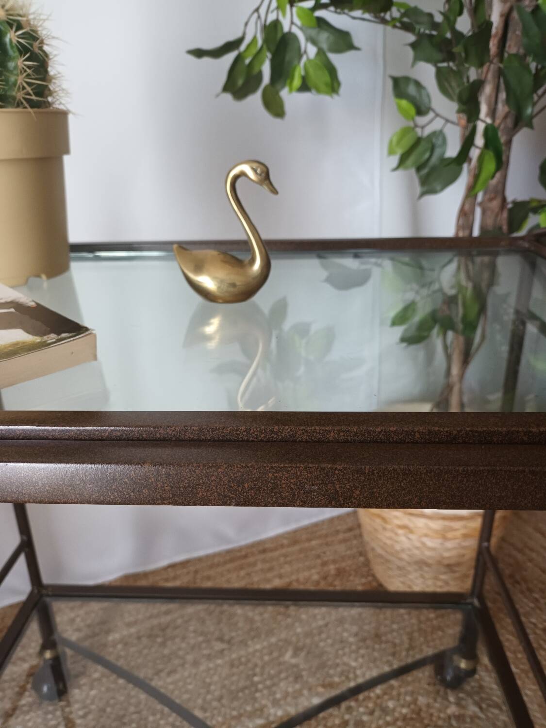 Vintage metal and glass server