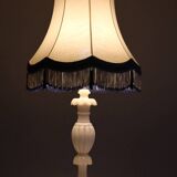 Alabaster lamp with white shade