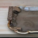 Antique silver-plated metal tray with gilt edges – Grape cluster motif