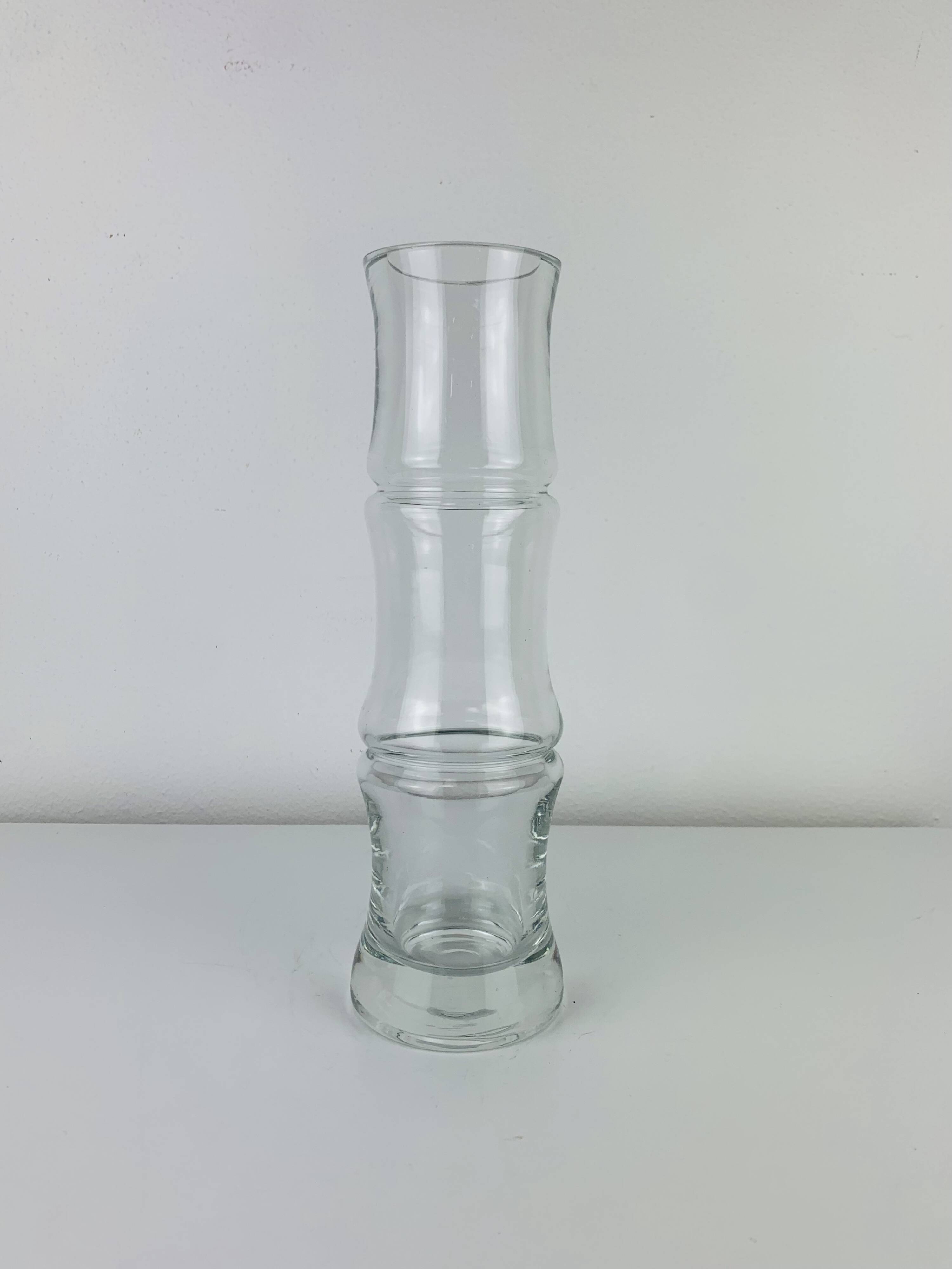 Organic style bamboo glass vase, vintage